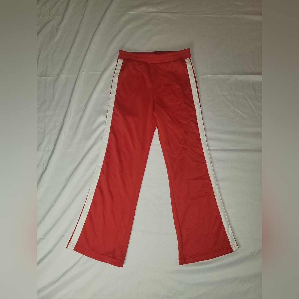 Red And White Striped Wide Leg Sweatpants